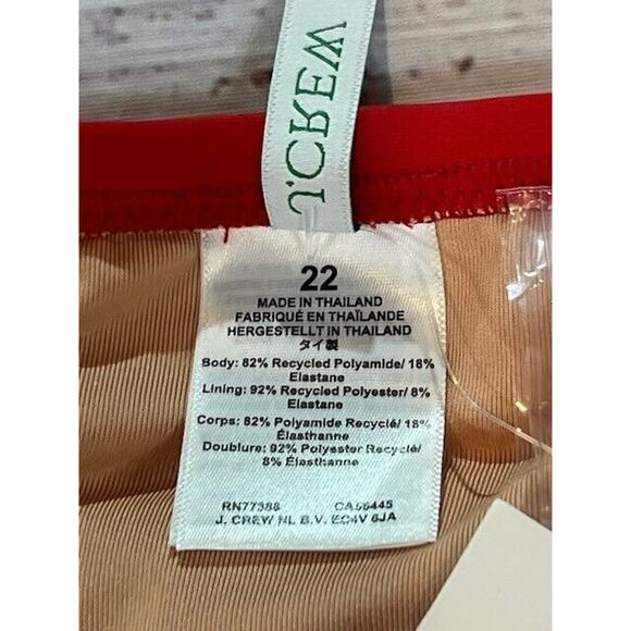 J. Crew Womens Ruched Bandeau One Piece Swimsuit Padded Red Plus Size 22 NWT - Picture 9 of 10